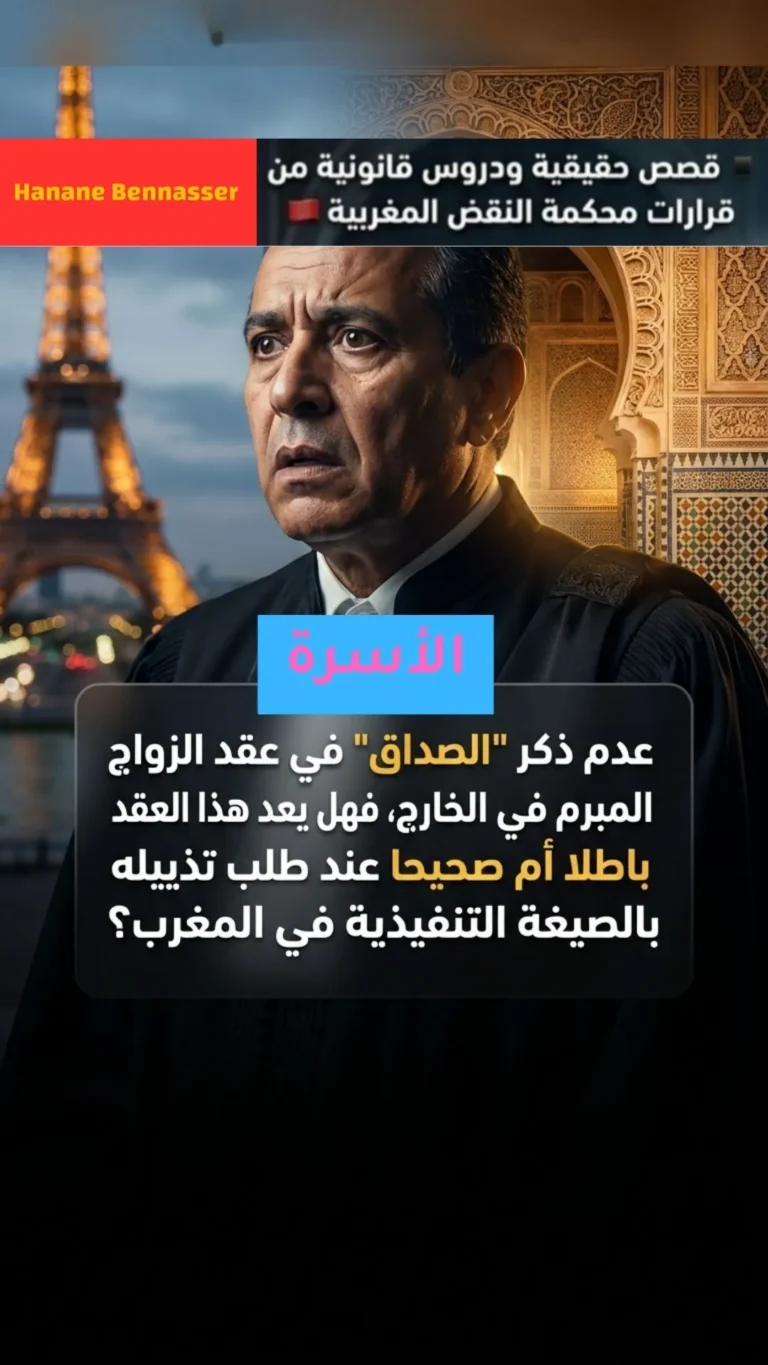 تذييل عقد الزواج المدني المبرم بالخارج: هل السكوت عن ذكر الصداق يبطل العقد؟